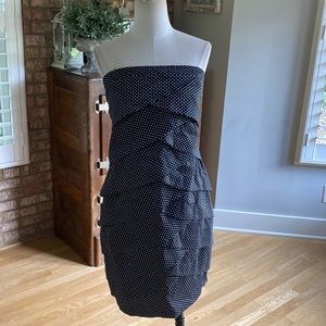 TORRID BLACK & WHITE POLKA DOT STRAPLESS DRESS ROCKABILLY PIN UP PLUS 16 NEW